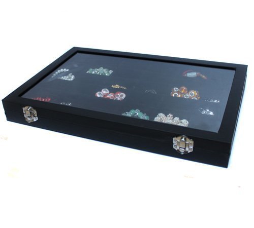 amzdeal® Schmucklade Schaukasten Sortierkasten mit Glasdeckel 36 Fächer schwarz - 4