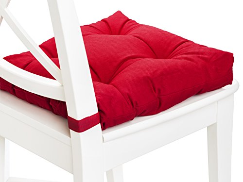 sleepling 190201 Basic 20 bequemes Stuhlkissen / Sitzkissen für Indoor und Outdoor 4er Set rot - 3
