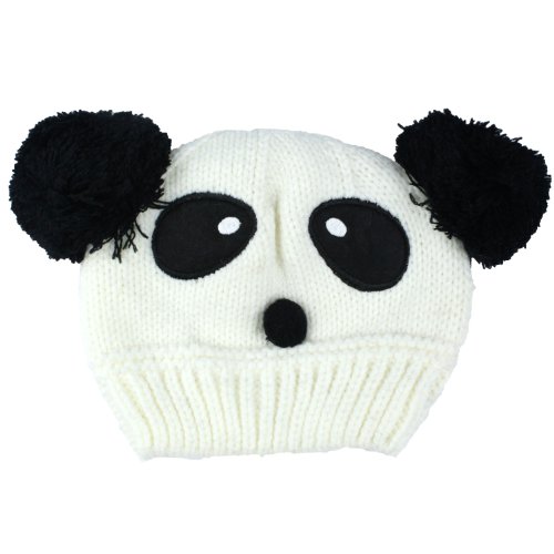 niceeshop(TM) White Cute Winter Warm Panda Hat Wool Knit Crochet Beanie Cap With 2 Balls for Baby Toddler Kid