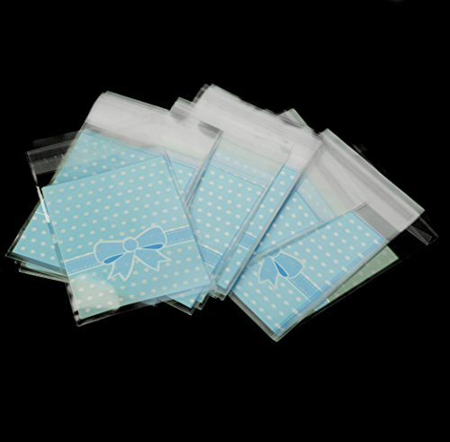 Generic 100pcs Transparent Klein Plastiktütchen Geschenkverpackung Beutel Tasche Weihnachten für Cookie Kekse Snack Süßigkeiten Geschenk Blau - 5