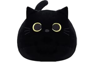 eamve 40cm Black Cat Plush Toys,Black Cat Stuffed Animal Toy,Soft Cat Plushies Doll,Cute Cat Shape Design Plush Pillow/Throw Pillow for Kids Birthday Gift Christmas Home Decoration Doll
