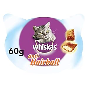 Whiskas Anti-Hairball de 60 g para bolas de pelo de uso diario para gatos (Pack de 8)