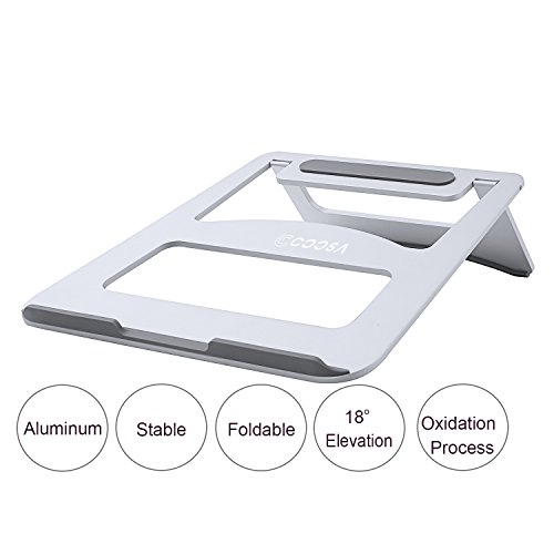 COOSA Aluminum Laptop Ständer Hochwertige Alulegierung Notebookständer Laptopständer Höhe und Winkel verstellbar Portable kühlender Ständer Halter 22.5 X 22.8 X 0.4CM für Tablet, Laptops, Notebook PC, MacBook usw. (Silber) - 6