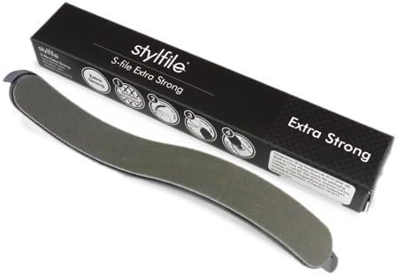 Stylfile S-File Extra Strong – curved nail buffer with build in cuticle pusher and and nail skimmer