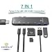 Produktbild NEU 2018!!! PREMIUM HIKEL´s USB C Hub (7 in 1) 40Gbs Thunderbolt Aluminium mit HDMI 4K Adapter, 2 USB 3.0 Anschlüsse, Thunderbolt 3 PD Charging Typ C, 1 Anschluss Typ c für Datenübertragung, 1 SD und 1 microSD Kartenleser für MacBook Pro 2015/2016/2017, neues MacBook 12-Zoll, Chromebook und mehr Type-C Geräte