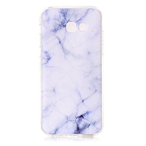 Galaxy A3 2017 Schutzhülle,Galaxy A3 2017 Handyhülle,Leeook Ultra Dünn Schlank Kratzfest Tpu Bumper Hülle Cool Weiß Marmor Marble Muster Weiche Silikon Slim Flexibel Tasche Etui Cover für Samsung Galaxy A3 2017 + 1 x Schwarz Eingabestift-Weiß Marmor - 2