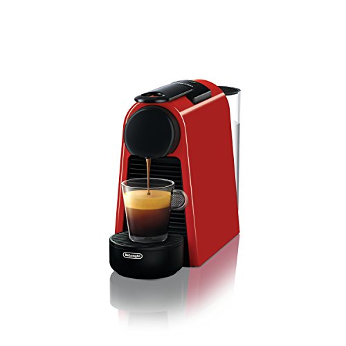 Nespresso De'Longhi Essenza Mini EN 85.R - Cafetera de cápsulas compacta, 19 bares de presión, color rojo