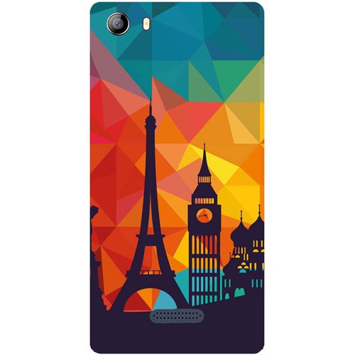 Casotec Colored Paris Design Hard Back Case Cover for Micromax Canvas 5 E481