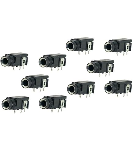 Fielect 5Pcs 6.35mm 6-Pin PCB Mount Headphone Jack Socket - Stereo Audio Connector Black