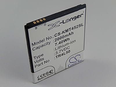 vhbw Li-Ion Batterie 2000mAh (3.7V) pour téléphone portable Smartphone Kazam Trooper 450L comme TR4L50, TR4L50-CBCMB10001885.