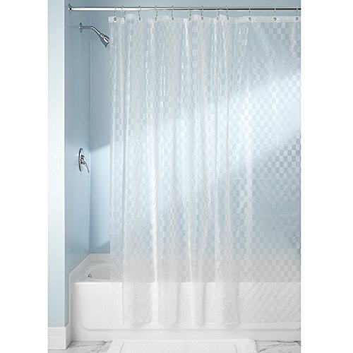 InterDesign Checkers Schimmel-/Spakresistenter Wasserdichter Duschvorhang aus EVA, 180 x180 cm, durchsichtig