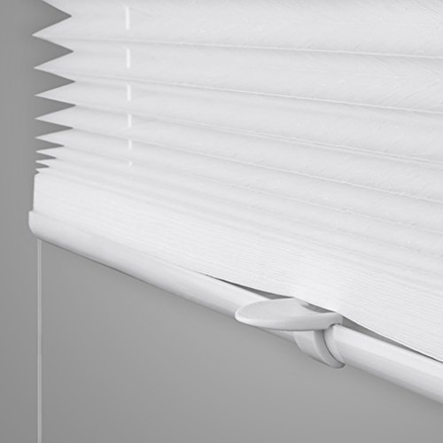 SHINY HOME® Jalousien Plissee mit Gardinenstange Klemmträger Vorhang Single Elegant Sonnenschutzrollo für Fenster Tür ohne Bohren Fensterrollo Gardinen Weiß 80x130cm - 3