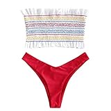 Moserian Damen Printed Plissee Tube Up Zwei Stücke Bikini Bademode Badeanzug Beachwear