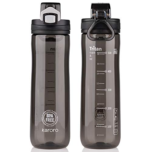 Karoro Water Bottle, Leak Proof Plastic Sport Water Bottle 600ml-20oz With Time to Drink, BPA Free, Karoro Water Bottle, Leak Proof Plastic Sport Water Bottle 600ml-20oz With Time to Drink, BPA Free,