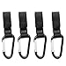 Produktbild VICKSONGS Kinderwagenhaken,4 Stück Kinderwagen Haken Kinderwagen Taschenhaken Kinderwagenbefestigung mit Karabiner und Klettverschluss Stroller Hooks - Schwarz