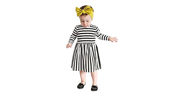 black dress with white stripes on bottom