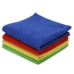 khillayox Microfiber Clothes for Multipurpose Uses - (for Kitchen, Car, Table, Mirrors, Windows Cleaning) Pack of 4_Free Size