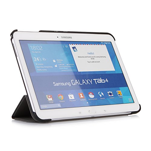 iHarbort® Samsung Galaxy Tab 4 10.1 Hülle – Ultra Slim Leder Tasche Hülle Etui Schutzhülle Für Samsung Galaxy Tab 4 10.1 Zoll T530 T535 Case Holder mit automatischer Weckfunktion (Galaxy Tab 4 10.1, Grau) - 2