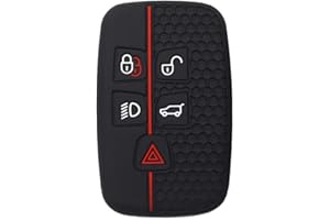 CHAEXII Silicone Key Fob Cover Fits for Range Rover Sport Evoque Land Rover Discovery 4 Freelander Jaguar XE XJ XJL XF Key Case,5 Buttons Key Fob Protector