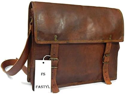 Fastyl Handmade 13” Tango Real Leather Messenger Laptop Cross Body Shoulder Bag Suitcase Briefcase Vintage Brown Mens Womens