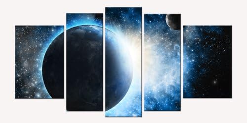 Startonight Glass Wall Art Acrylic Decor Cosmos, and a Contemporary Clock Set of 5 Total 90 x 180 cm 100% Original Artwork