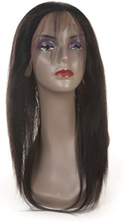 DRESSMAKER Brazilian Virgin Remy Human Hair Straight 360 Lace Frontal Closure Three Part Natural Color (14", 360 Sliky Straight)