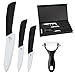 Produktbild icxox Keramikmesser Set 15cm Kochmesser(Chefmesser) & 10cm Mehrfunktionalmesser & 8cm Obstmesser & Sparschäler (4-teilig, Weiß)