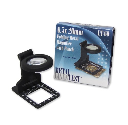 Carson LinenTest Metal Lupa Cuentahílos Plegable con Lente de 20mm y Aumento de 6.5X