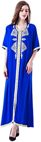 2016 Muslim abaya dubai dress for women Islamic dress Islamic clothing Muslim kaftan rayon gown jalabiyas HM-1449(Blue) L