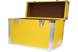 Steepletone LP/Album Vinyl DJ Record Storage Box/Flight Case - Yellow, 30x30x20 cm