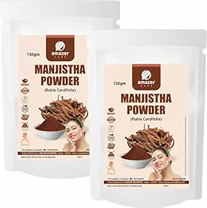 AmazerCare Manjistha Powder Combo for Hair & Skin Care 100% Pure & Natural (Rubia Cordifolia) (2 Pouches 150gm each) Indian Madder Root Powder