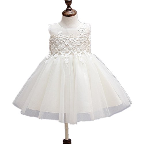 2pcs Baby Girl Ivory 5 Layers Floral Applique Christening Party Dress 12-15M