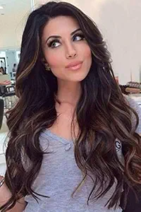 Majik Full Head Women Wig For Wedding And Party (Dark Brown With Golden Highlight)