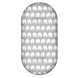 LHE Baby COT CRIB MOSES BASKET patterned fitted sheets size 38x80 40x90 120x60 140x70cm 100% cotton 47 DESIGNS (MOSES BASKET 38X80cm, 12-WHITE ELEPHANTS ON GREY)