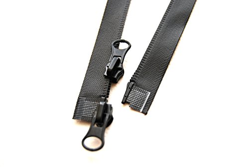 2-Wege Outdoor Reißverschluß wasserdicht 55 60 65 70 75 80 cm schwarz matt, TPU beschichtet (80 cm)