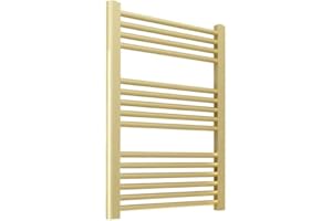 NWT Direct 500mm (w) X 800mm (h) Straight Brushed Brass Heated Towel Rail Bathroom Ladder Radiator