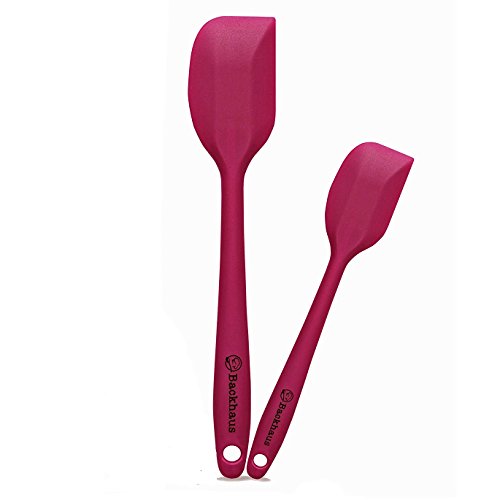 Backhaus Set de Spatule de Cuisine et Maryse Silicone Ustensiles de Cuisines Premium avec Renfort en INOX - Résistantes à la Chaleur et adaptées à Tout Type de revêtements | Rouge