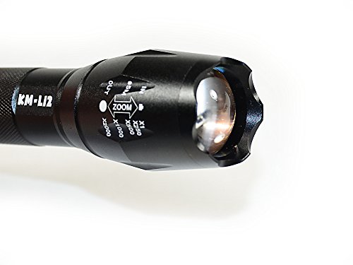 Profihafte LED Taschenlampe starke 1000 Lumen taktische T6 LED – Zoom Funktion – Insgesamt Batterie-Set – Super Hell – Große te Lichtbündel – Schone Geschenkverpackung – Stoßfest – King Mungo – KM-L12 - 5