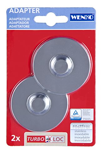 WENKO 20646100 Turbo-Loc Adapter Premium/Classic - Befestigen ohne bohren, Kunststoff, 6.1 x 1.4 x 6.1 cm, Chrom
