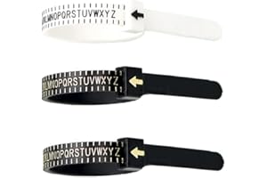 WOOPIN Ring Sizer UK Women Men Ring Size Gauge Measurement Tool Fingers Measure Ring Sizing Chart All UK Sizes Guide A to Z Plastic Black White 3 PCS