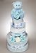 Luxury Baby Boy Three Tier Nappy Cake with Cute Teddy New Born Baby Shower Gift