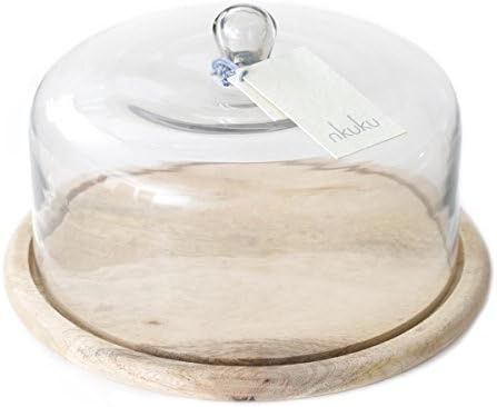 nkuku Recycled Glass Cake Dome Clear Glass