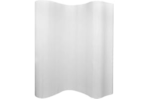 vidaXL Bamboo Room Divider - White Privacy Screen, Flexible Configuration, Space Divider, Ideal for Home Decoration, Living room, Bedroom, or Office (250x165 cm)