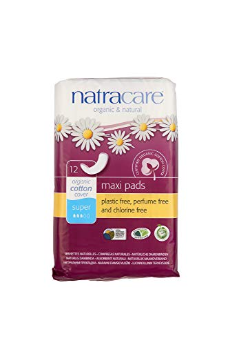 Natracare Natural Maxi Pad Súper -  Compresas naturales, 12 Unidades