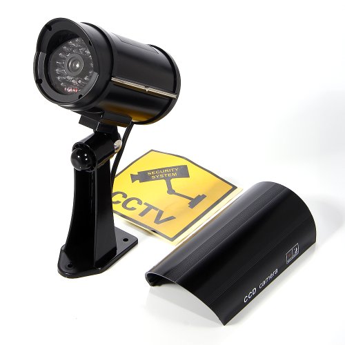 BG Outdoor Indoor Fake Dummy Imitation CCTV Security Camera W/ Blinking Flashing Light Bullet Shape black TW02