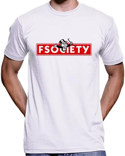 Mr. Robot FSociety Monopoly T-Shirt - Evil Corp E Corporation Anonymous Disobey (Small, White)