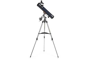 Celestron 31035 AstroMaster 76EQ Newtonian Reflector Telescope - includes Two Eyepieces, Height-adjustable Tripod and Deluxe Accessory Tray, Dark Blue
