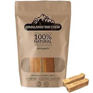 PetVogue Himalayan Yak Cheese Dog Chew | Long Lasting Rawhide, Stain Free, Protein Rich, Low Odor | 100% Natural, Healthy & Safe | No Lactose, Gluten Or Grains |2 Large Yak Chews