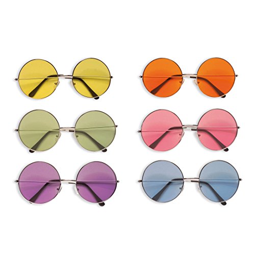 John Lennon Hippiebrille 76er Jahre Retrobrille Blau runde Sonnenbrille Retro Hippie Brille Karnevalskostüme Zubehör Flower Power Mottoparty Accessoire 66er Jahre Partybrille