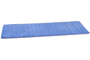 VSUSN Non-Slip Memory Foam and Microfibre Bathroom Mat, blue, 50 x 120 cm